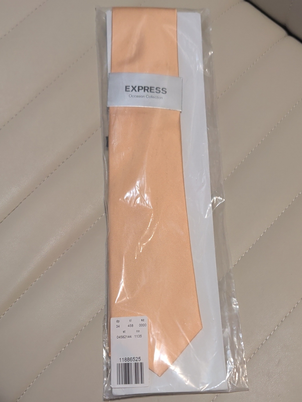 Express Men’s Peach Satin Tie - Light Peach